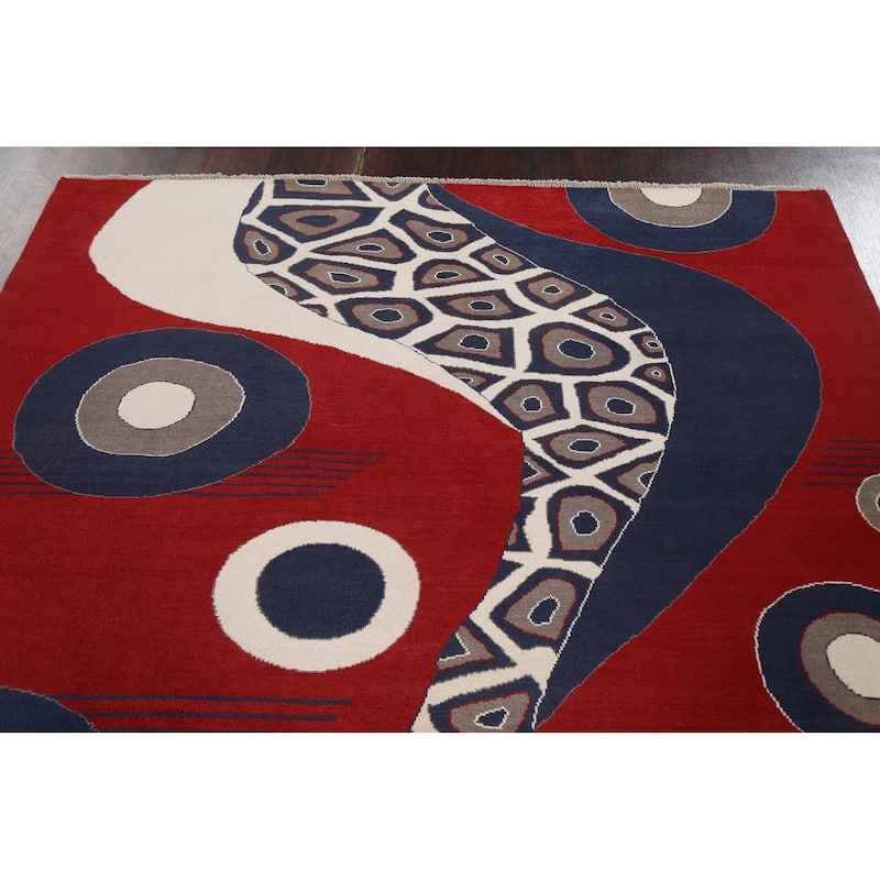 Geometric Modern Gabbeh Kashkoli Oriental Area Rug Wool Hand-knotted - 6'1" x 8'11"