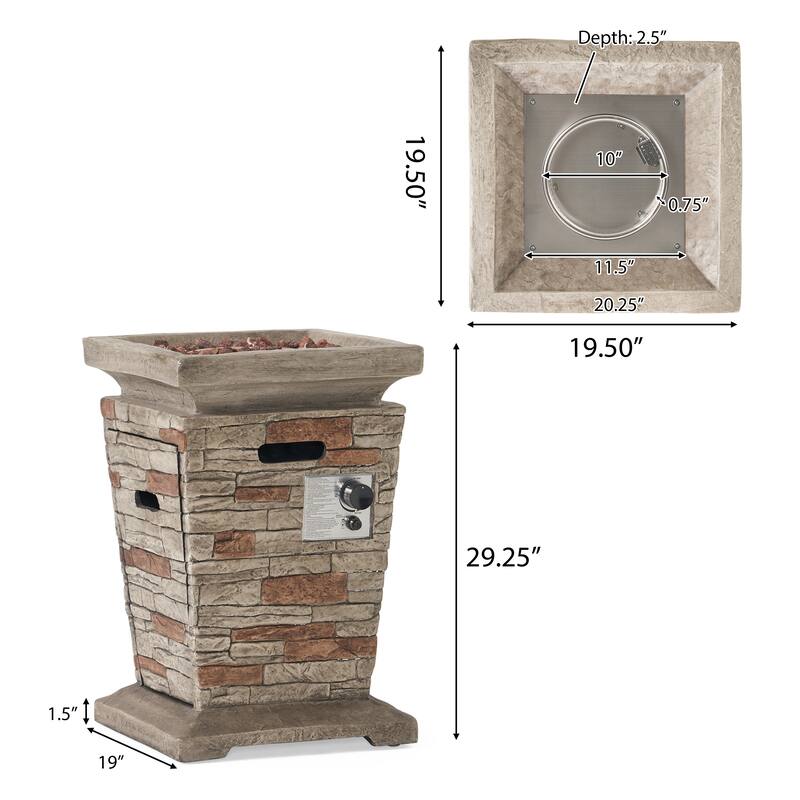Laguna Outdoor 40,000 BTU Lightweight Concrete Fire Column by Christopher Knight Home