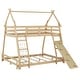 preview thumbnail 11 of 22, Artsy Twin over Queen House Bunk Bed with Climbing Nets and Climbing Ramp, Maximized Space & Playful Design