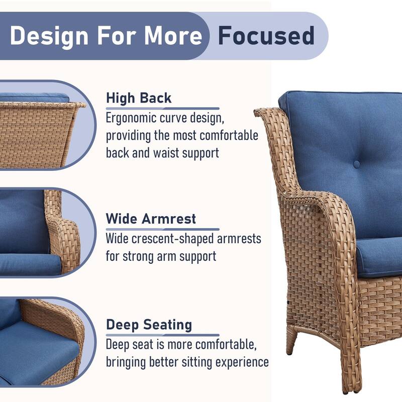 Outdoor 3-Piece Wicker Sofa Set with Ottoman