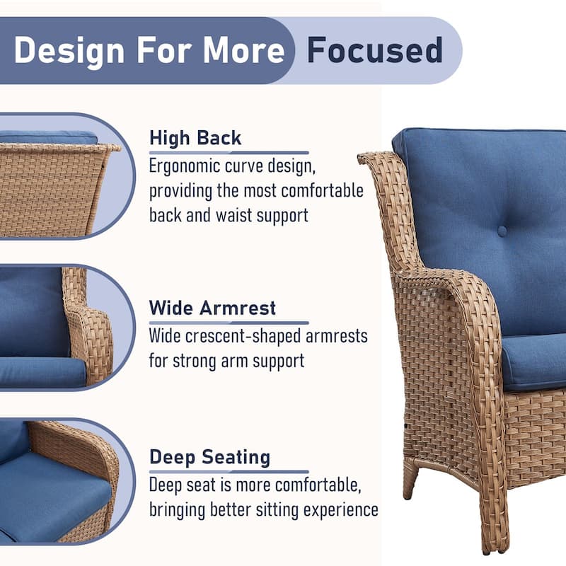 Outdoor Furniture Loveseat Couch High Back Wicker Sofa