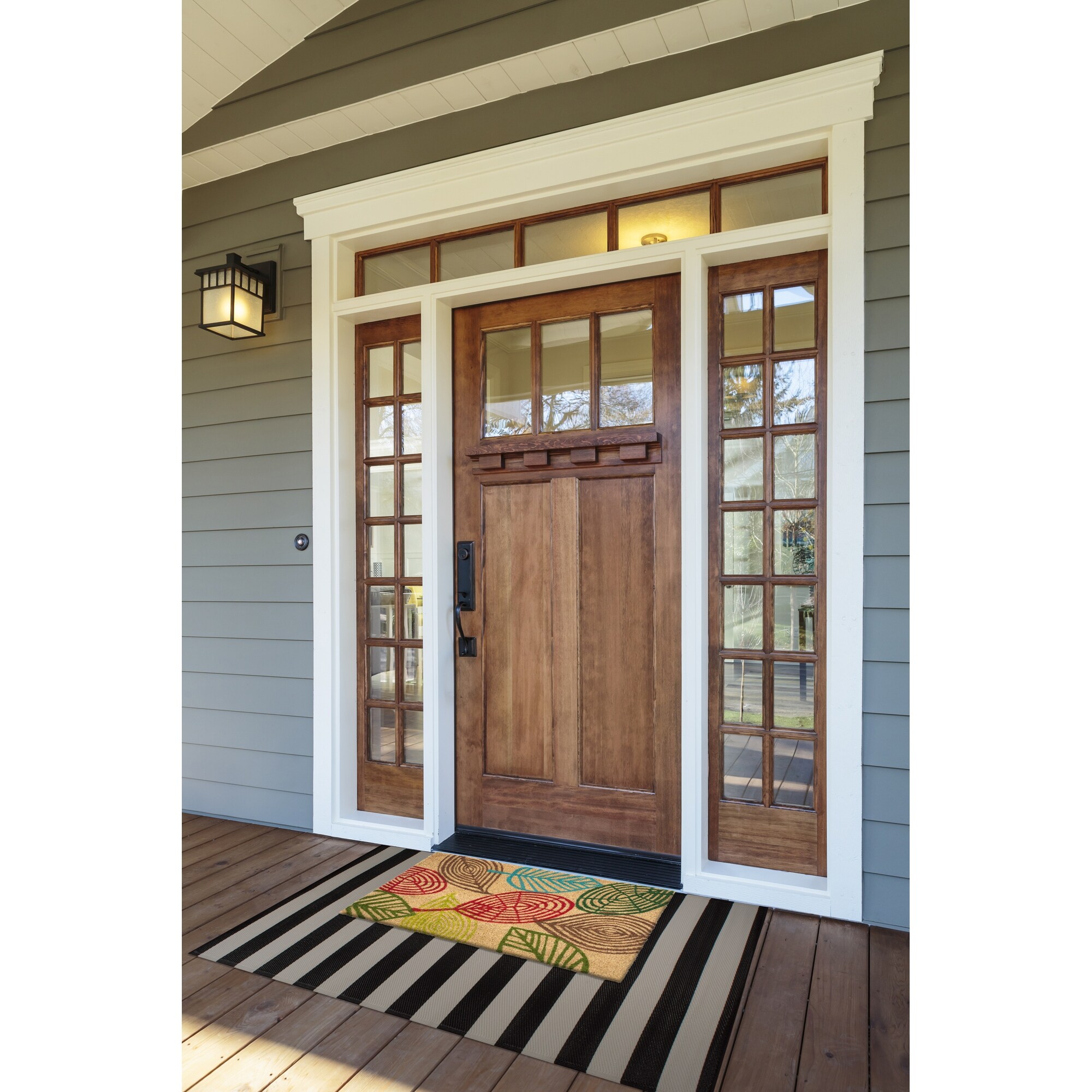 Fab Habitat Modern Non Slip Doormat - Durable, Thin - Natural Coir & Rubber  - Entryway, Front Door, Porch, Patio - Black Border (18 x 30 Non-Slip)