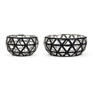 Shop Set Of 2 Black And Silver Geometric Pattern Decorative Bowls