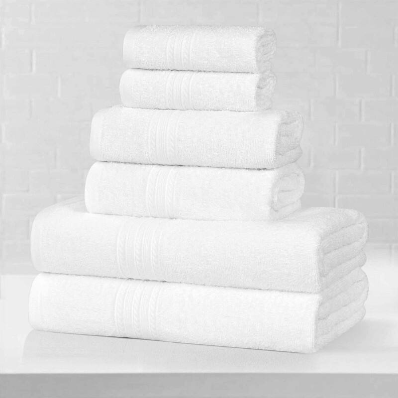 Eco-Friendly Sustainable Cotton 6-Piece Bathroom Towel Set - White