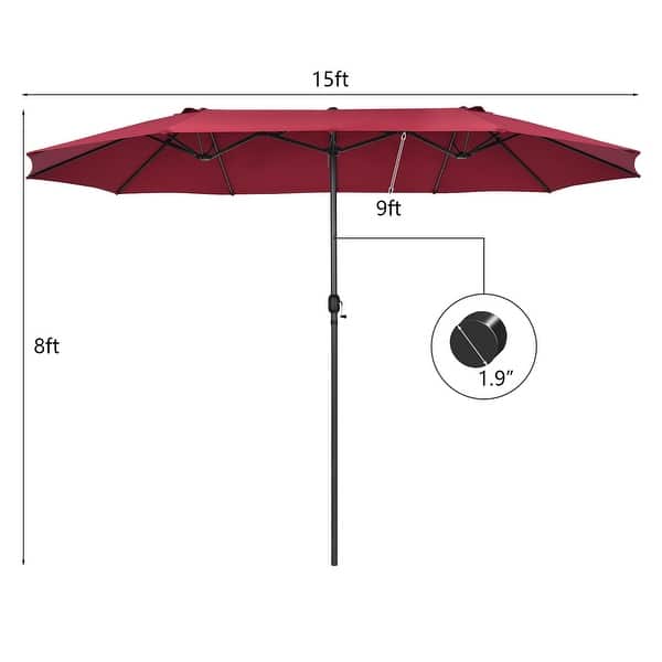 costway patio double-sided market umbrella crank Costway 15FT Patio Double-Sided Umbrella Crank Outdoor Garden Market -  15.4' x 9.2' x 8.0' - On Sale - Bed Bath & Beyond