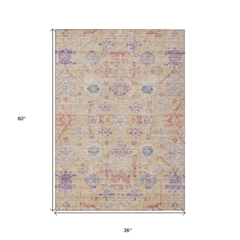 HomeRoots Damask Traditional Rectangle Outdoor Rug