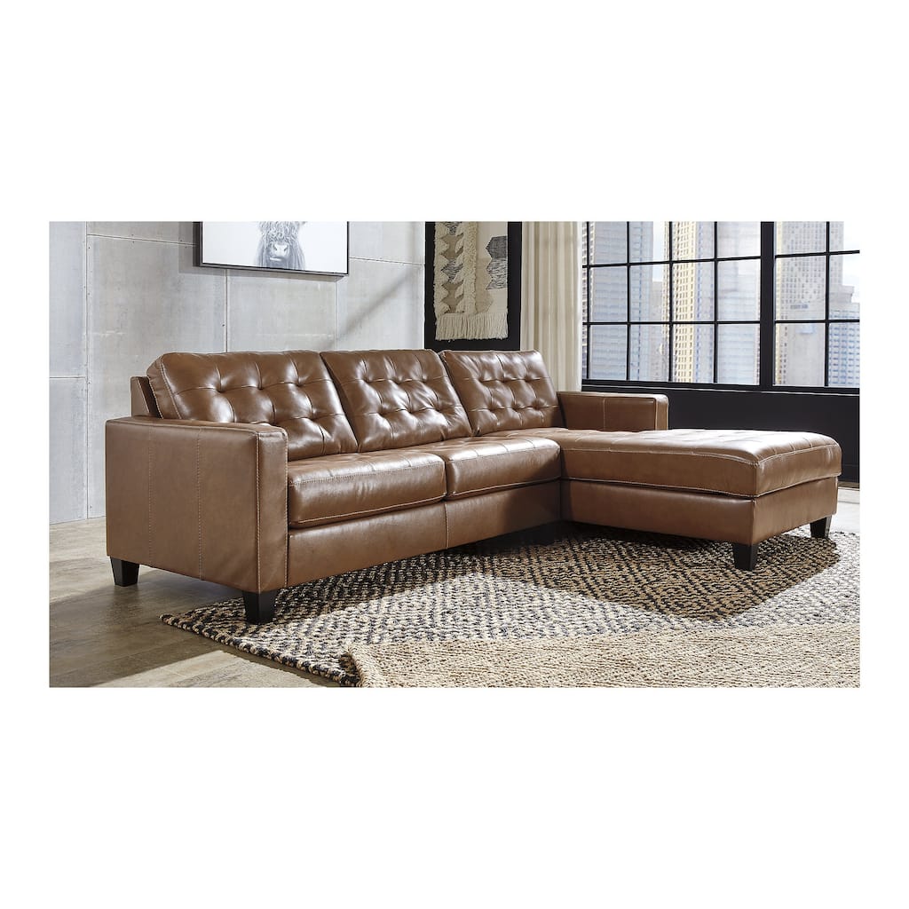 Signature Design by Ashley Baskove Brown 2-Piece Sectional with Chaise - 110"W x 72"D x 36"H