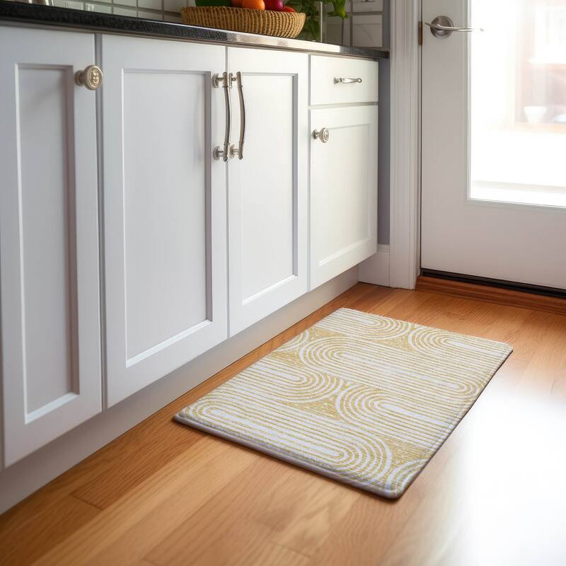 Premium Washable Super Soft Contemporary Mayfield Rug - Gold - 1' 8" x 2' 6" - Rectangle