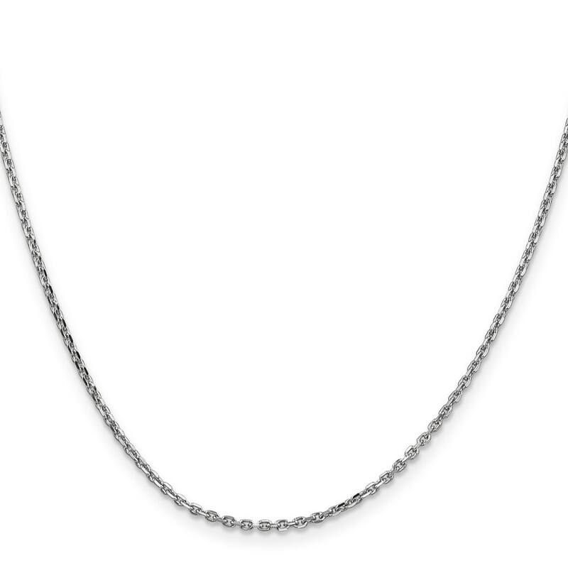 Curata 14k White Gold Solid 10" 1.65mm Solid Diamond-cut Cable Chain Ankle Bracelet (Lobster-claw)