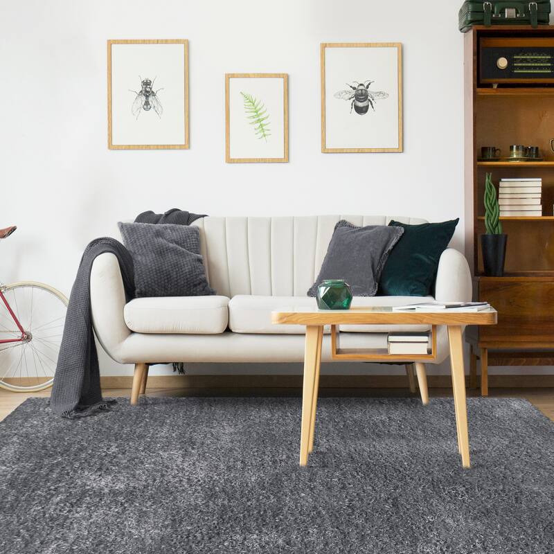 Superior Hand-tufted Plush Solid Shag Indoor Area Rug