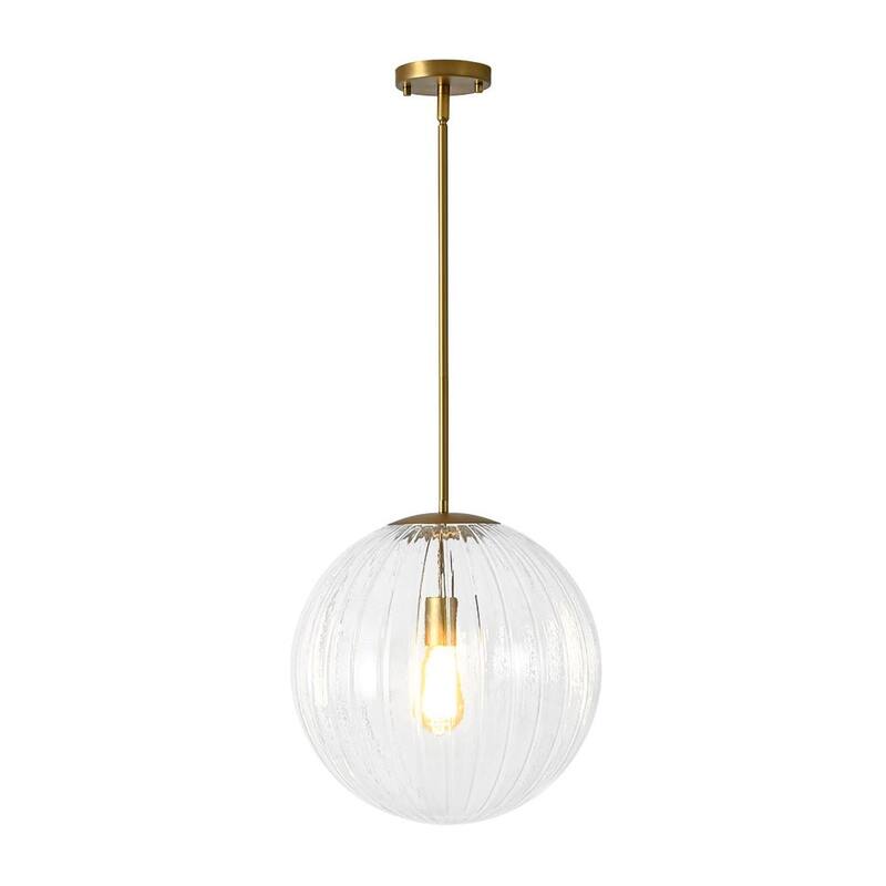 Modern Chic 1-Light Dimmable Striped Glass Sphere Pendant - 15.0 in
