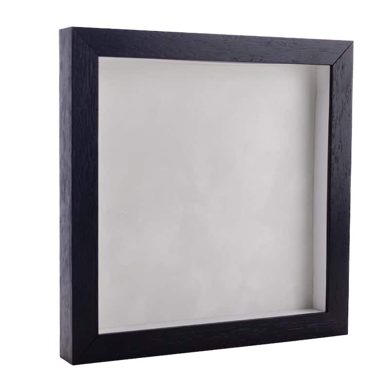 12x12 Shadow Box Frame Textured Black Wood Includes a White Real Suede Texture Acid-Free Backing Board - Holds 12x12 Photo