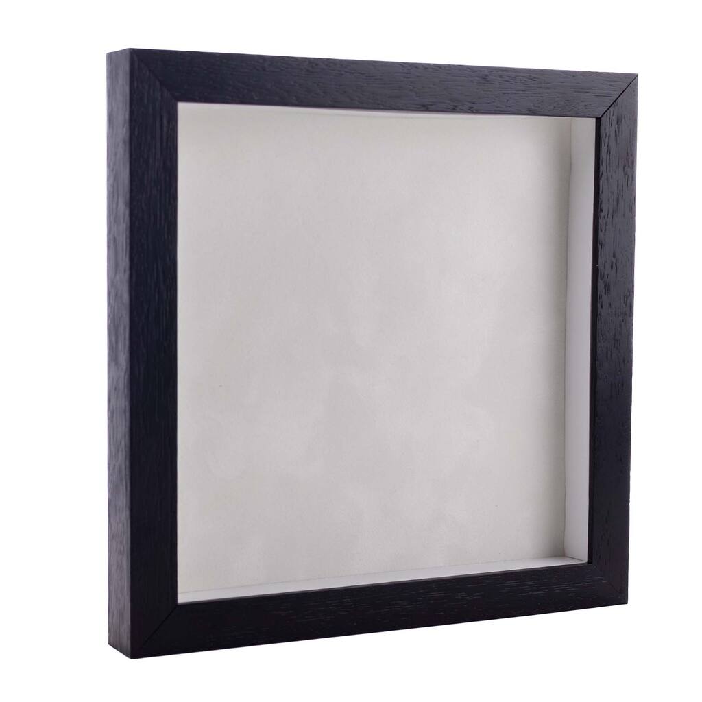13x13 Shadow Box Frame Textured Black Wood Includes a White Real Suede Texture Acid-Free Backing Board
