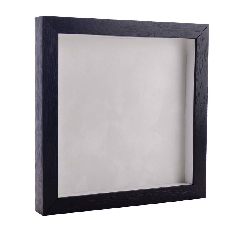 20x20 Shadow Box Frame Textured Black Wood Includes a White Real Suede Texture Acid-Free Backing Board - Holds 20x20 Photo