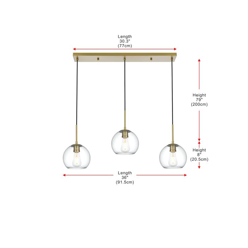 Elegant Lighting Baxter 3 Light 36" Wide Linear Pendant with Clear