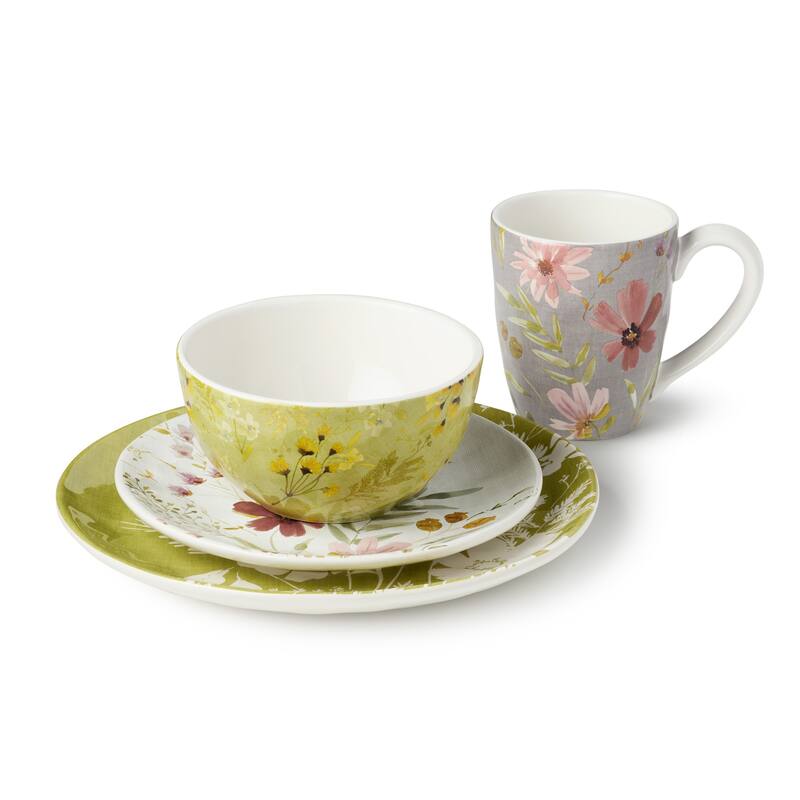 Certified International Wildflowers 16 Piece Dinnerware Set, Service for 4 - 10.50"L x 10.50"W x 1.00"H