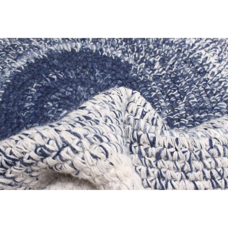 ECARPETGALLERY Braid weave Sienna Dark Navy Wool Rug - 3'11 x 3'11