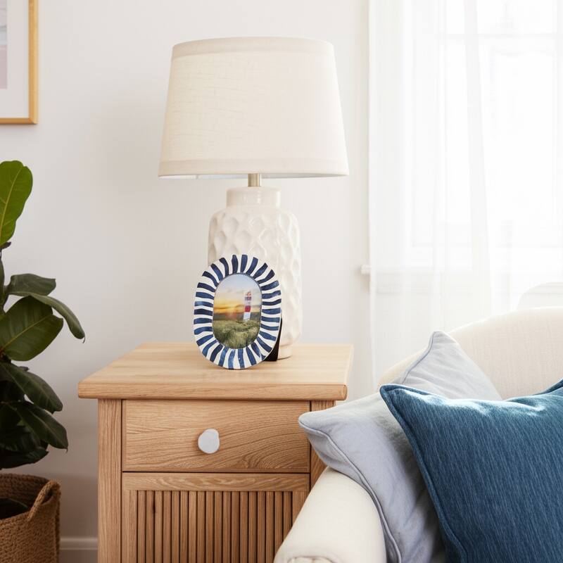 Resin Oval Picture Frames Bold Striped Design for Wall Decor Accent