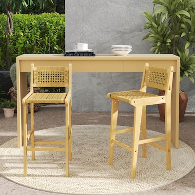 1/2/4PCS Teak Bar Stools Bar Height Chairs Armless Wooden Barstools