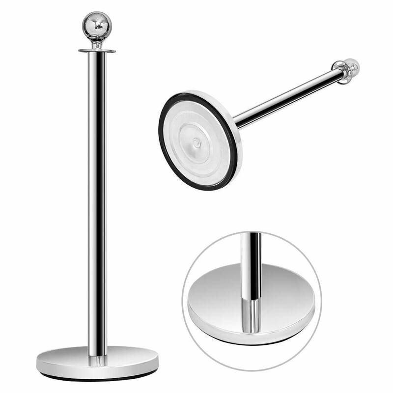 Costway 6Pcs Stanchion Posts Queue Pole Retractable 3 Velvet Ropes