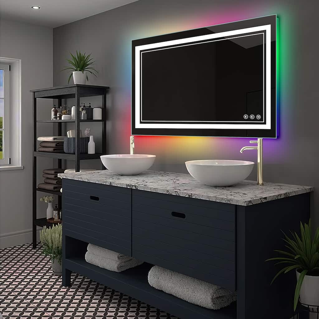 Backlit LED Illuminated Fog-Free Vanity Mirror With Light And Dimmer