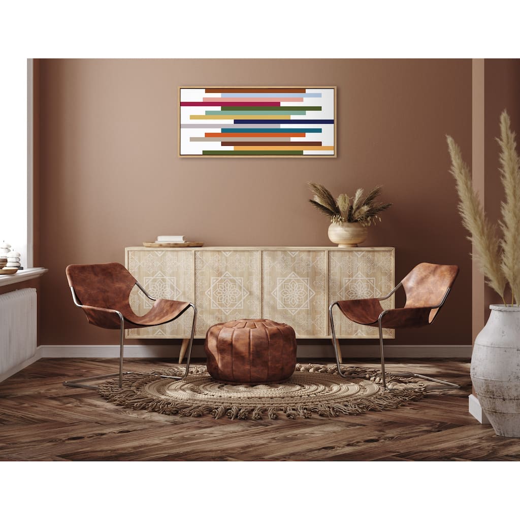 Kate and Laurel Sylvie Modern Color Block Stacks Framed Canvas by The Creative Bunch Studio - Natural