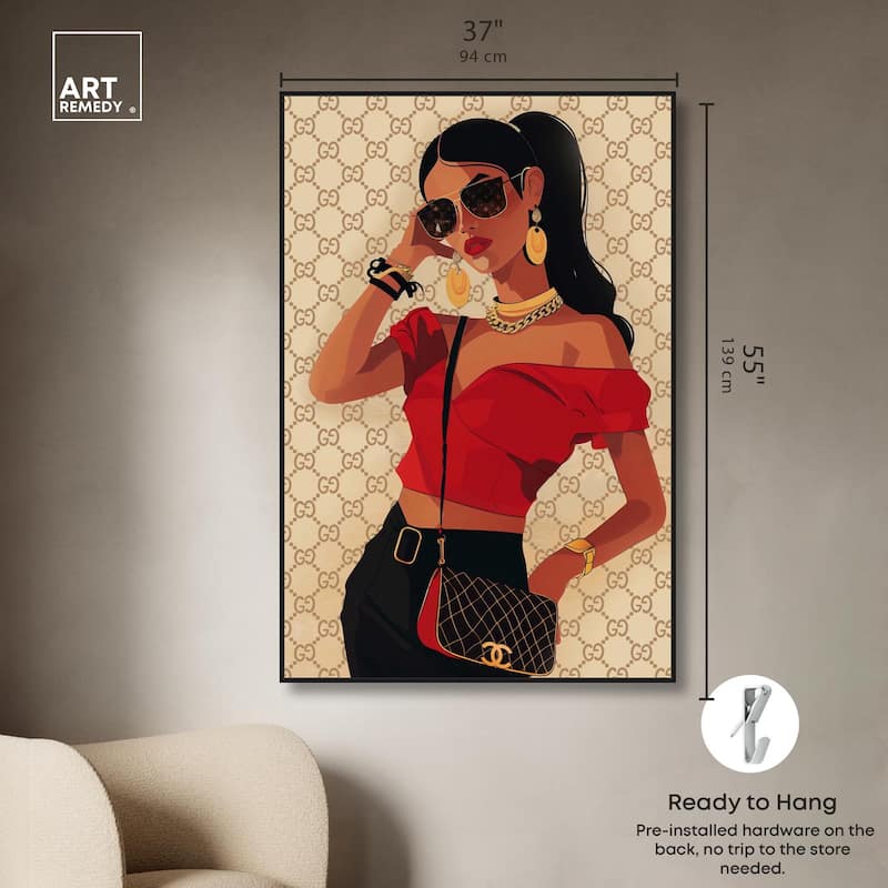 Her Stylish Red Look Canvas by Art Remedy