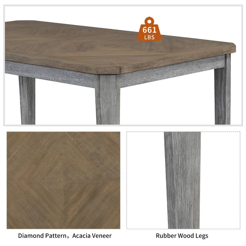 7-Piece Dining Table with 6 Upholstered Chairs