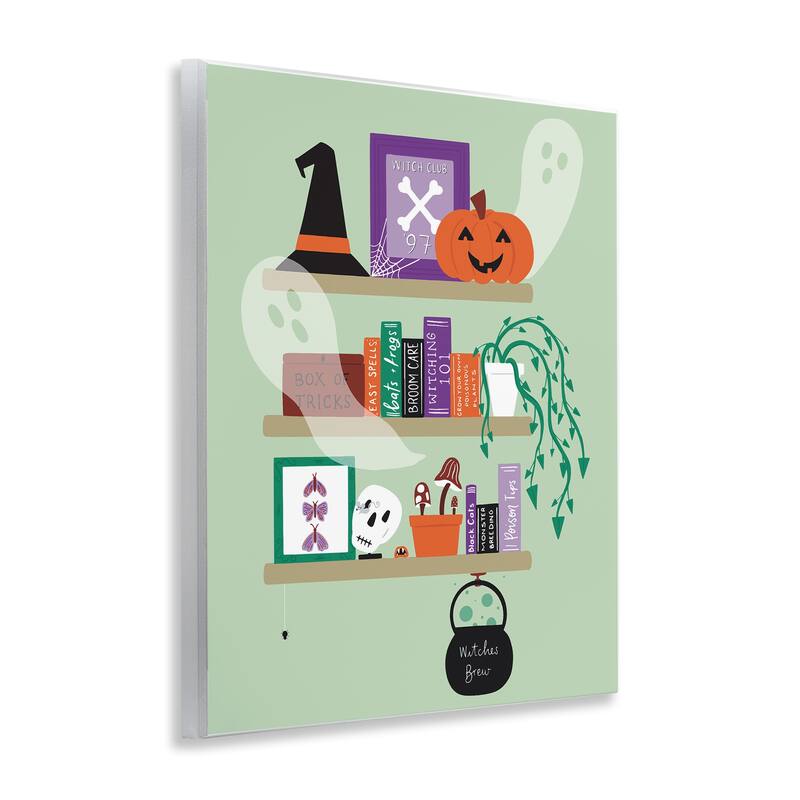 Stupell Witchy Halloween Bookshelf Wall Plaque Art Design By Sazerelli Designs
