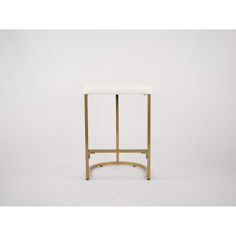 Set of 2 KD Bar Stools, PU Seat with Fully Assembled Iron Frame, for Kitchen & Living Room