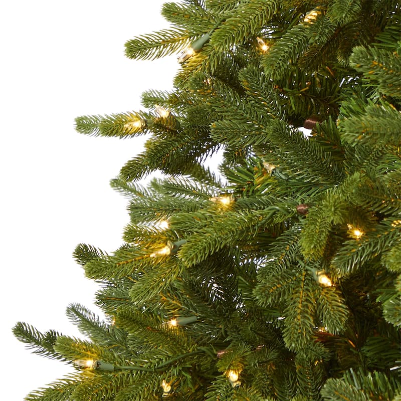 7.5ft. Fir Artificial Christmas Tree with 600 Clear Lights & 1610 Branches - Majestic Seasonal Holiday X-Mas Centerpiece