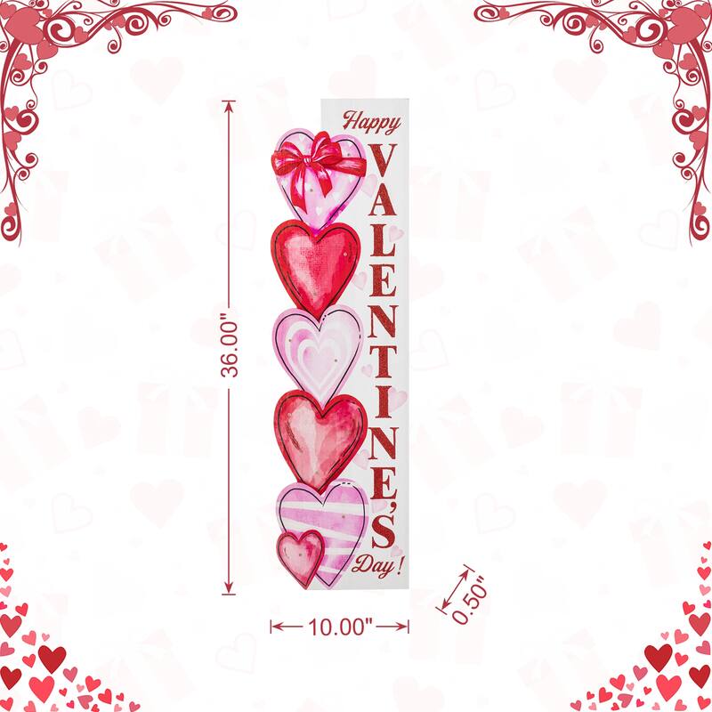 Glitzhome 36"H Valentine's Lighted Wooden Stacked Heart Porch Decor with Timer