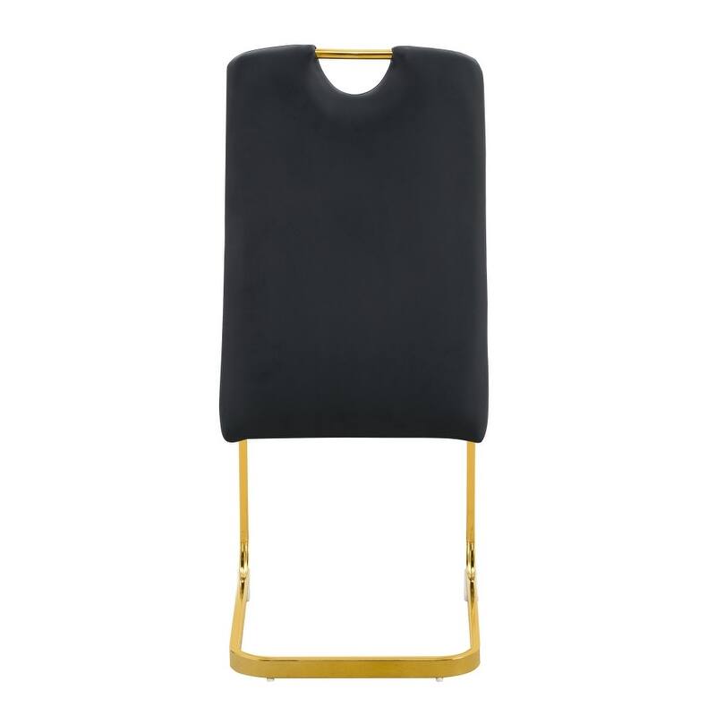 Set of 4, 15.7" PU Upholstered Dining Chairs with Golden Metal Legs