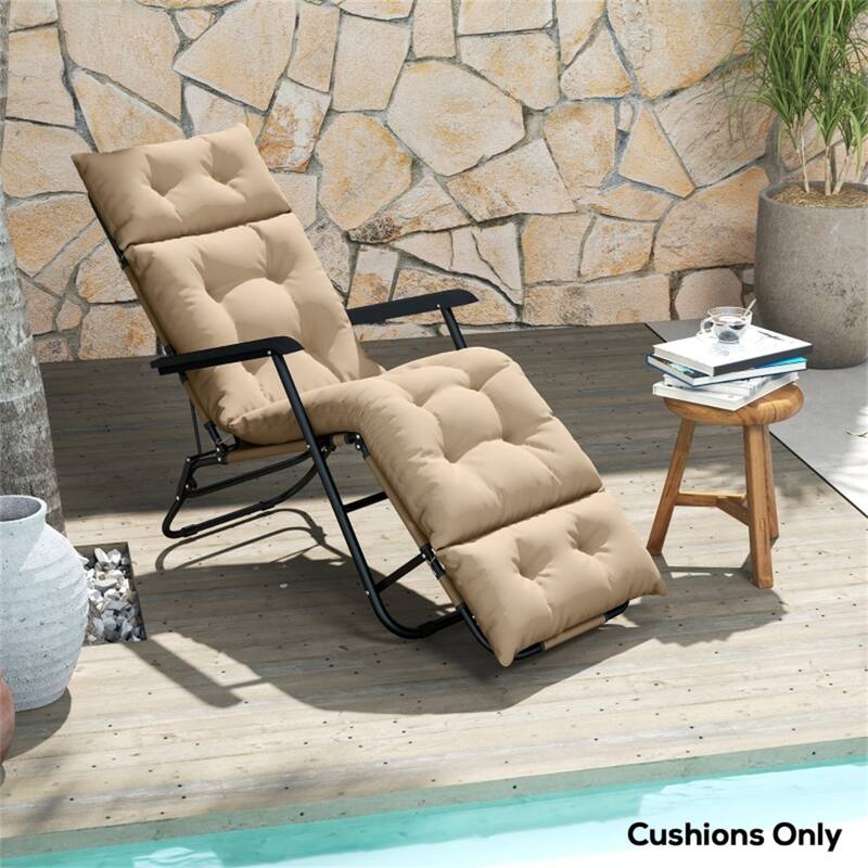 Outdoor and Indoor Lounge Chair Cushion Polyester Foam Padding Blue Brown UV Resistant Splash Proof - 74.8" L x 22" W x 3.9" D