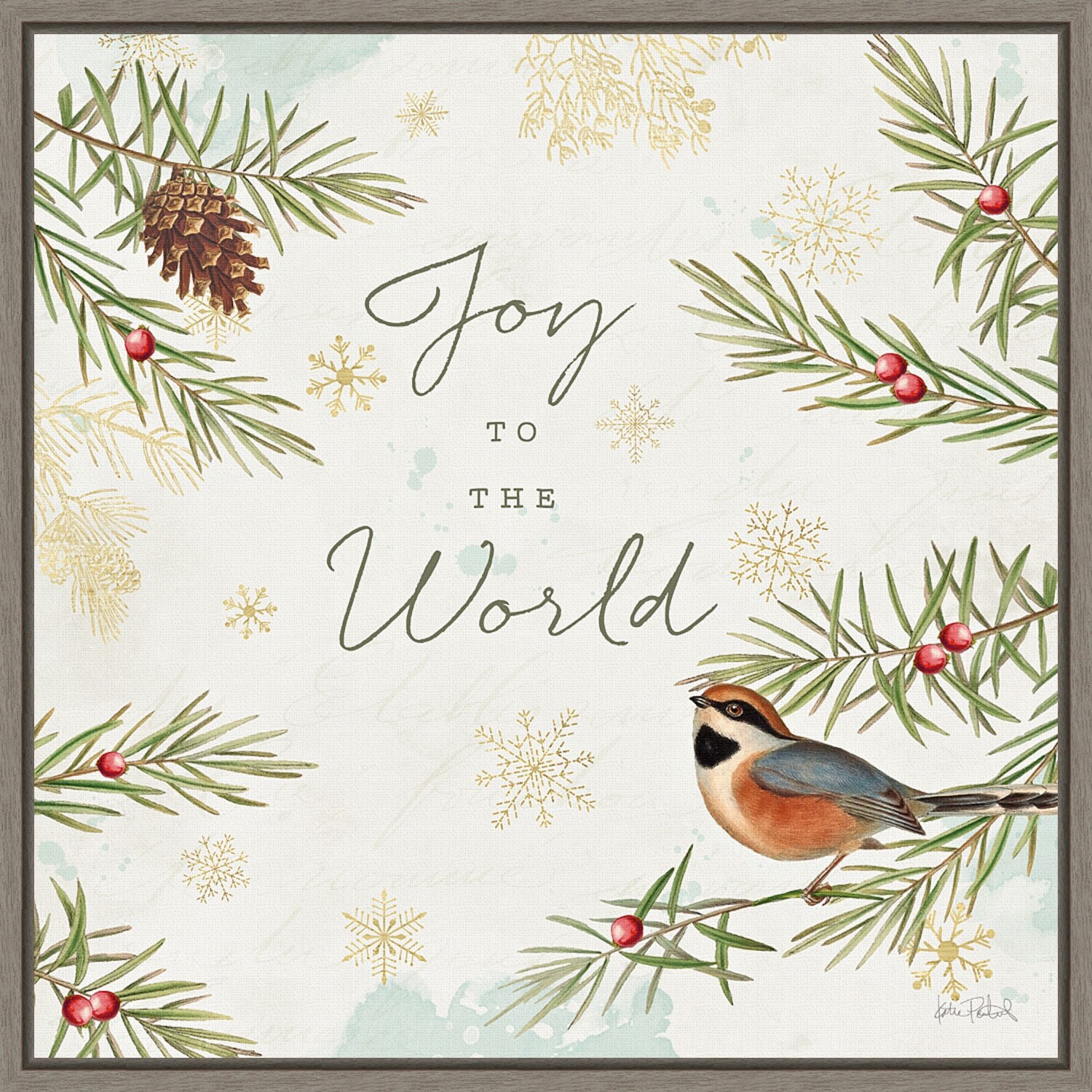Christmas Tradition III (Bird) by Katie Pertiet Framed Canvas Art