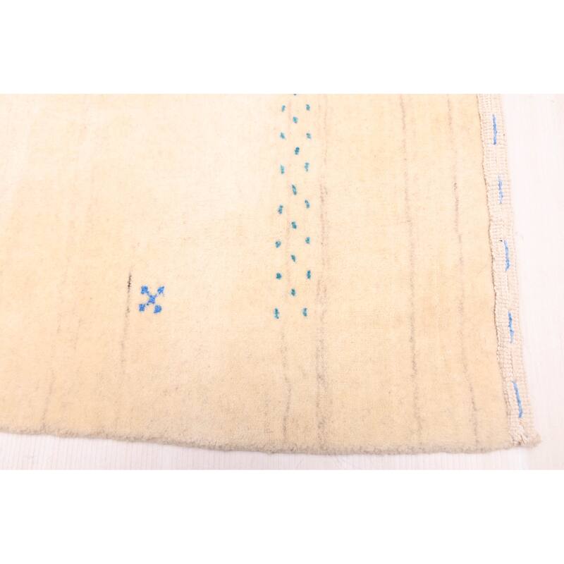 ECARPETGALLERY Hand Loomed Kashkuli Gabbeh Cream Wool Rug - 2'6 x 8'0