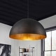 preview thumbnail 23 of 200, Industrial Oversized Metal Dome Pendant Light - Modern Farmhouse 23in - Black with Sprayed Gold