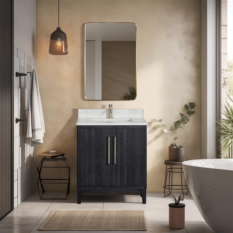Gara Single Bath Vanity with Composite Stone Top without Mirror