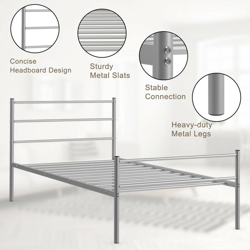Gymax Twin Size Metal Bed Frame Platform Mattress Foundation W/
