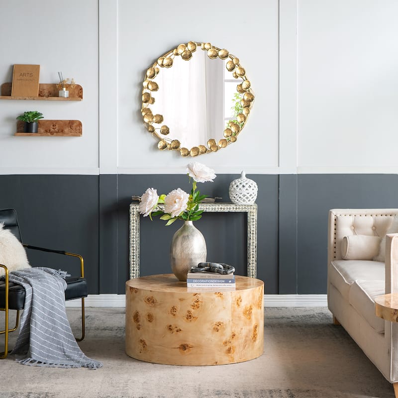 Wall Mirror with Golden Leaf Accents,Designed by CUSchoice