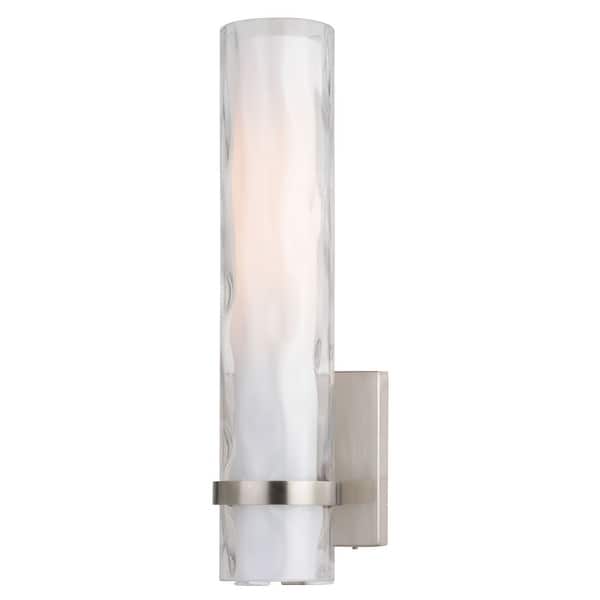 Vilo 1 Light Satin Nickel Bathroom Wall Fixture 4.25in W x 13.5in H