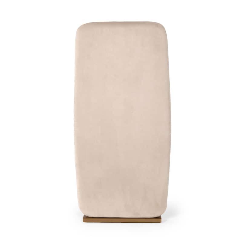 Modrest Tasha Modern Light Beige Grey Velvet & Brushed Brass Dining Chair (Set of 2)