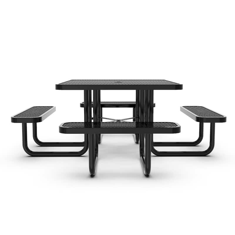 Commercial Grade Expanded Mesh Metal Outdoor Picnic Table - 79.75"D x 79.75"W x 28.75"H