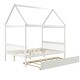 preview thumbnail 11 of 11, White Full Size Wood House Bed with Trundle and Roof