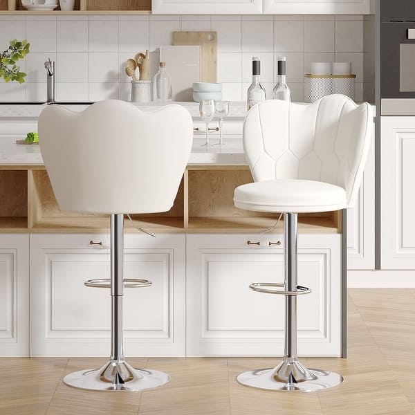 VECELO Mid-Century Bar Stools Set Of 2, Swivel And Adjustable Counter Height Kitchen Bar Chair With Bentwood Back, Brown