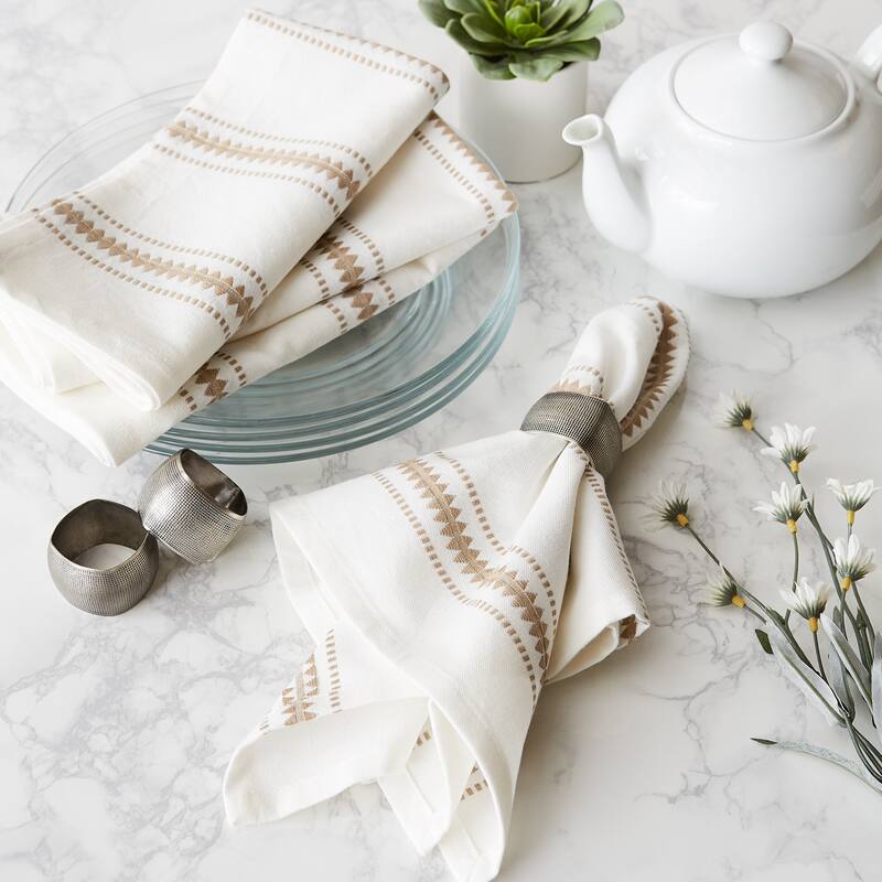 DII French Blue Zig Dobby Stripe Napkin (Set of 6)