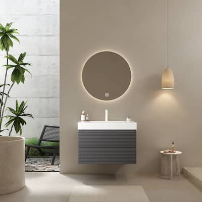 30" Bathroom Vanity with Undermount Sink, Wall-Mounted Floating Cabinet with 2 Drawers, Rectangular Basin without Faucet