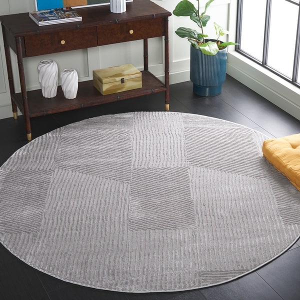 slide 2 of 22, SAFAVIEH Saylor Usha Modern Geometric Rug 6'3" Round - Grey - Round