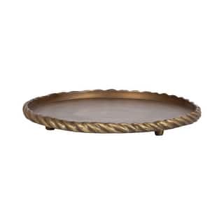 Kate and Laurel Trenza Round Footed Metal Tray - 14" Diameter