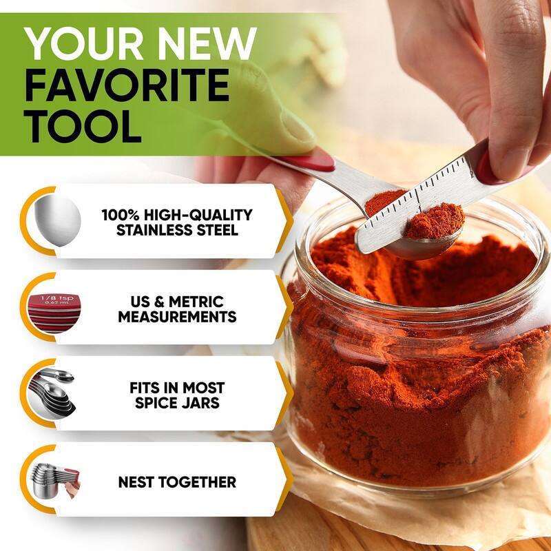 Magnetic Measuring Cups & Spoons Set, Strong Magnets, Set of 15 - Set of 15